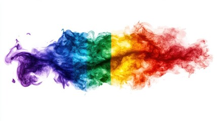Fototapeta premium LGBT watercolor colorful abstract banner, smoke and dust with rainbow colors, vibrant LGBTQ flag colors texture isolated on white background