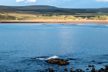 The coast of the Atlantic Ocean , in Melvich, north Scotland