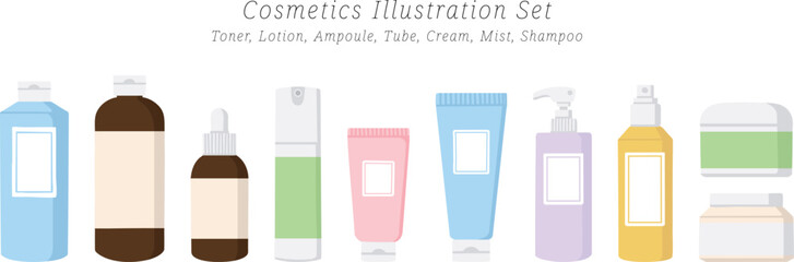 set of cosmetic, set of skin care, a blank bottle