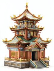 Chinese Building with Stairs