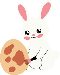 Obraz premium A cute bunny painting an egg, perfect for Easter and springtime themes.