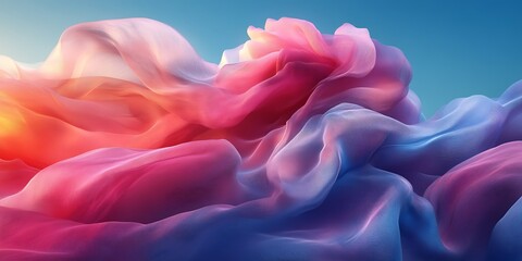 Obraz premium Colorful fabric flows in sky