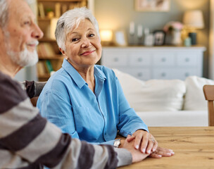 woman man senior couple happy retirement together elderly portrait active vitality bonding looking positive hug hugging bonding indoor home