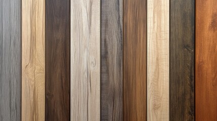Wood flooring samples in various colors and shades.