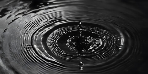 Black water droplet splash photography, Ripples in water black and white, Abstract water ripple picture, Artistic water ripple image