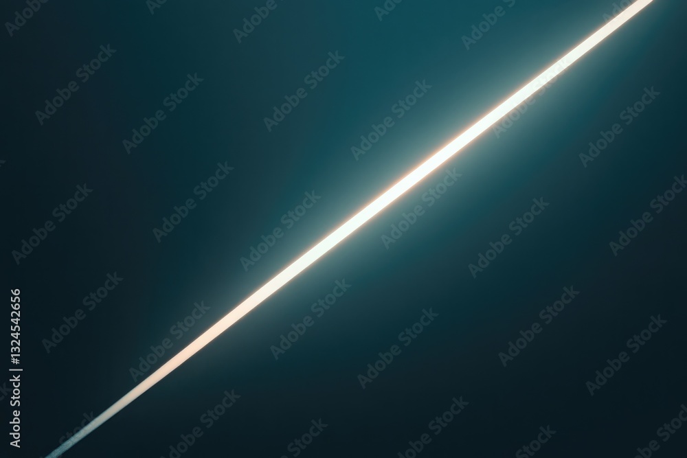 Poster minimalistic depiction of diagonal line fading into glowing point symbolizing time continuous flow