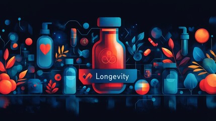 A vibrant trophy celebrating longevity with health symbols and imagery