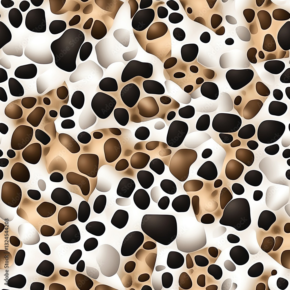Poster fluffy and soft cow-print pattern with close-up details showcasing black, brown, and white colors th