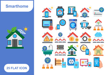 Smart Home Icons Set, Collection of 25 Smart Home Icons Set - 25 Vector Icons for Home Automation, IoT, Smart Devices & Technology