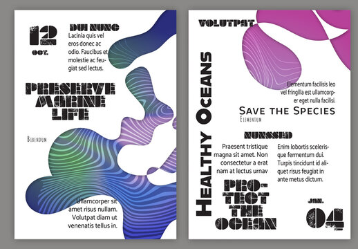 Flyer A4 Ocean Wavy Abstract Shape Whte Background