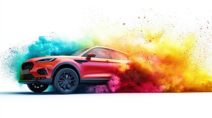 Ð¡olorful rainbow holi paint color powder explosion isolated on white, panorama background with free place for text