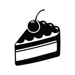  Black and White Cake Slice Silhouette Illustration