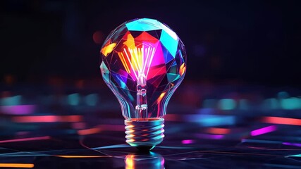 Radiant crystal bulb emits vibrant light in futuristic setting