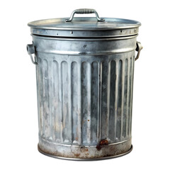 Metal Trash Can Stock Photo: Rustic & Vintage on transparent background