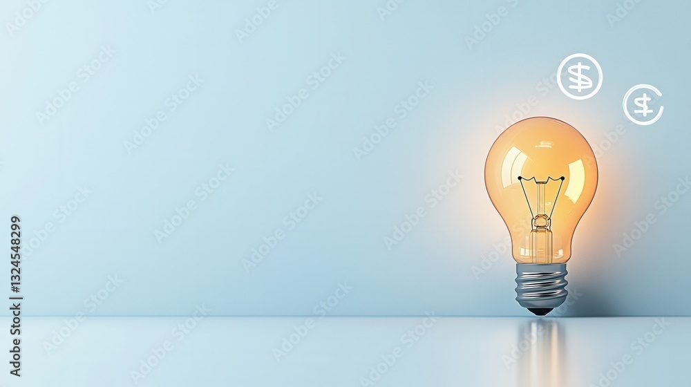 Poster a glowing incandescent lightbulb representing the spark of creativity innovation and new ideas that 