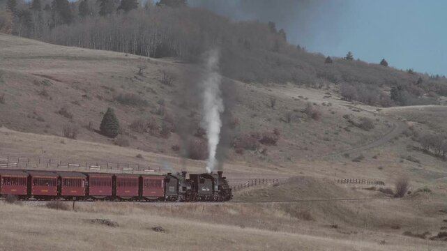 Cumbres & Toltec Scenic Railroad Train Driving Away in Slow Motion