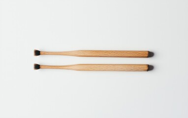 Two Small Wooden Brushes on White Background