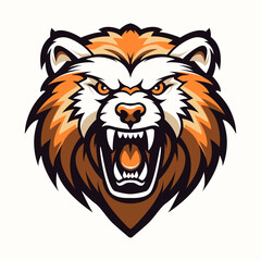Roaring bear logo. Logo of angry, dangerous, furious bear. Logo of beautiful bear for design.
