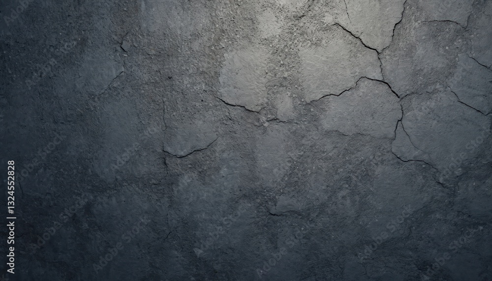 Poster top view of cracked grunge concrete dark surface. grey asphalt road texture background. abstract age