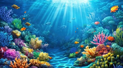 Naklejka premium Underwater Coral Reef Sunlight (2)