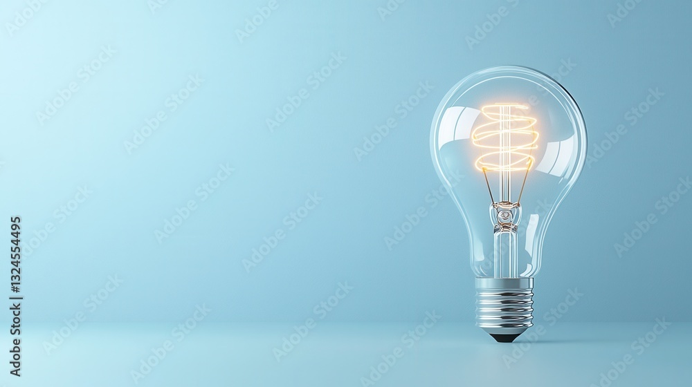 Poster elegant and captivating glowing lightbulb meticulously rendered in 3d with intricate details to crea