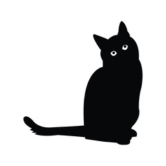 Set of black cat silhouettes.