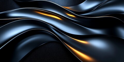 Naklejka premium Dark, flowing curves on black background