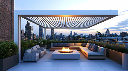 Fototapeta premium Rooftop Terrace with Fire Pit