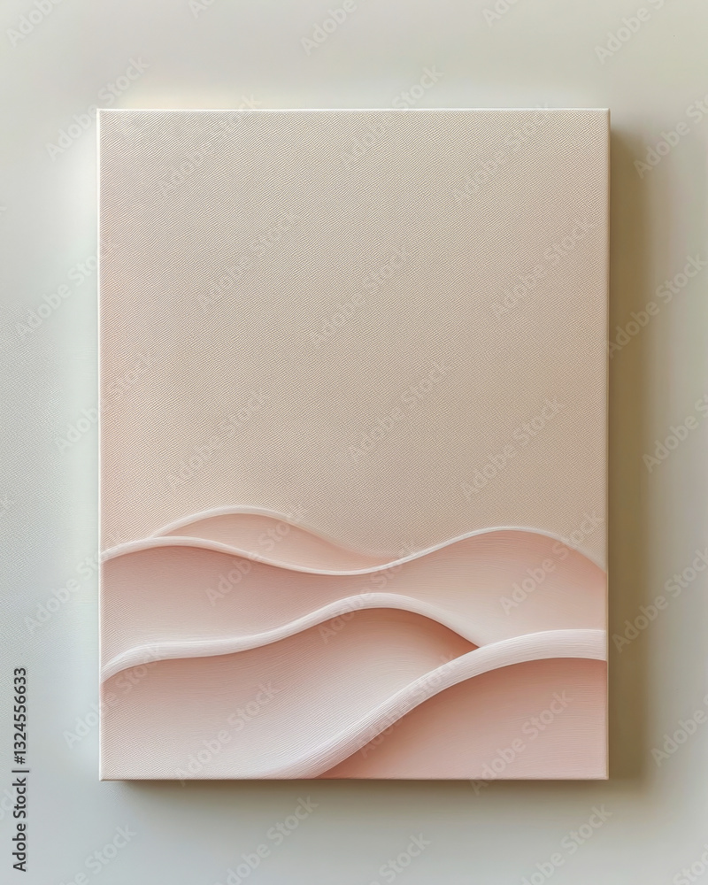 Poster minimalist wave pattern on a blush pink and white canvas. elegant abstract artwork with soft flowing