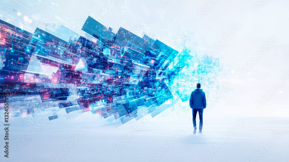 Poster concept: exploring digital frontiers - a journey into abstract future