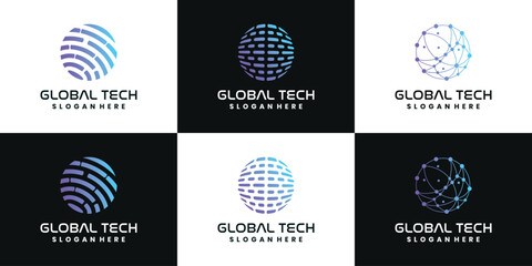 global technology logo icon design