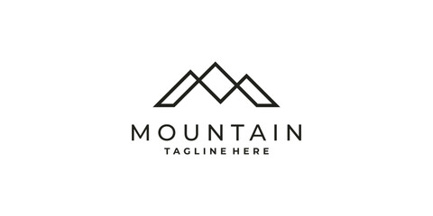 simple line art icon logo for mountain
