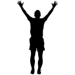 Football player kicking ball, isolated vector silhouette. Soccer logo