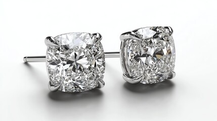 Elegant diamond earrings shining brightly.