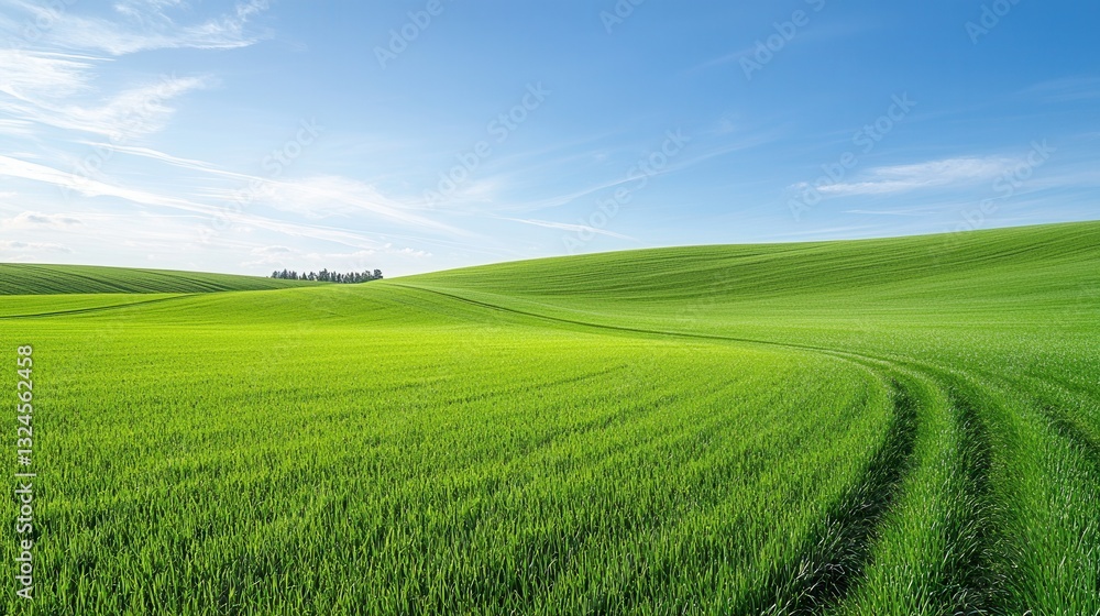 Poster a close up view of a well maintained expansive field covered in lush vibrant green grass creating a 