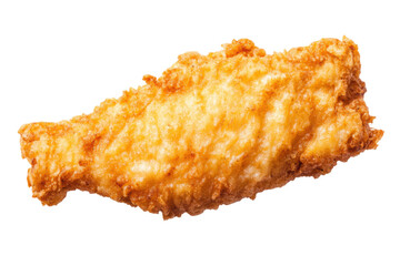 Crispy fried fish fillet on a white background, cut out