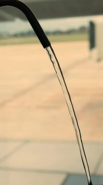 Drinking water at the airport flows from the tap through a freshwater filter.
