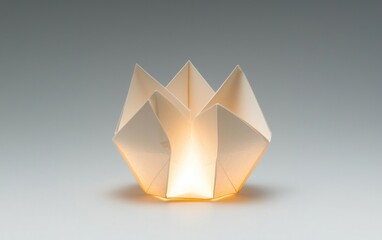Beige Paper Star Lantern with Warm Light
