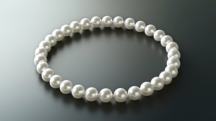 Fototapeta premium Elegant pearl necklace on a glossy surface.