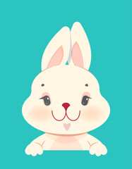 Cute bunny peeking out. Vector illustration