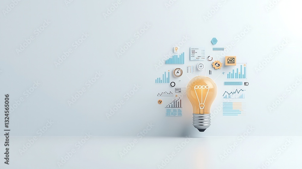 Aufkleber a visually striking 3d rendering depicting a bright glowing lightbulb symbolizing the power of creat