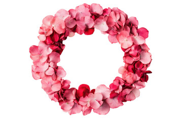 Obraz premium Elegant floral wreath made of pink petals, cut out