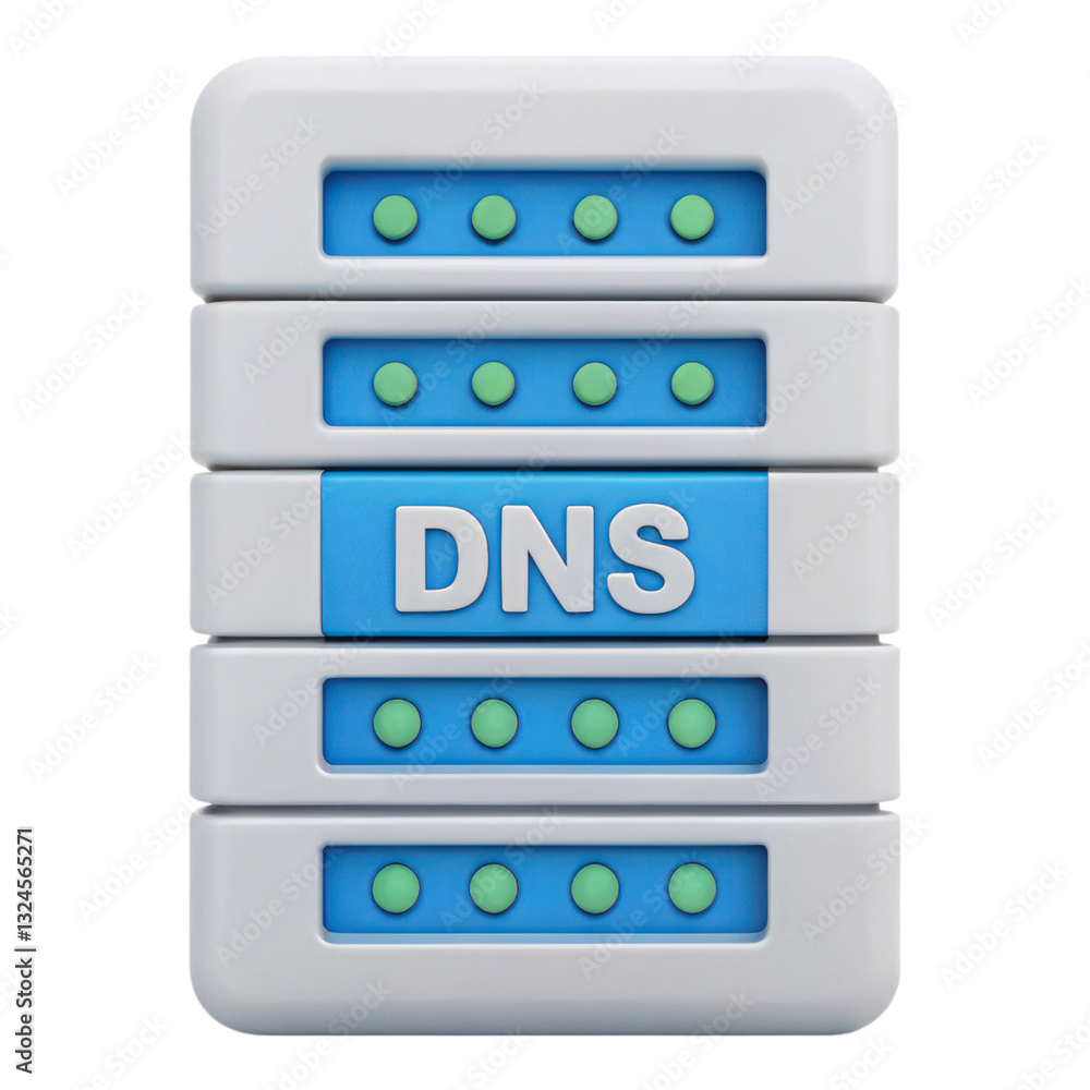 Poster 3d dns server icon representing website domain management, showcasing modern design