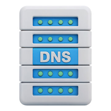 3D DNS server icon representing website domain management, showcasing modern design
