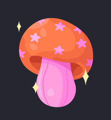 Fantasy mushroom with pink tongue. Vector illustration