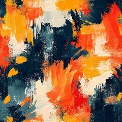 Fototapeta premium Abstract Orange and Teal Impasto Painting.