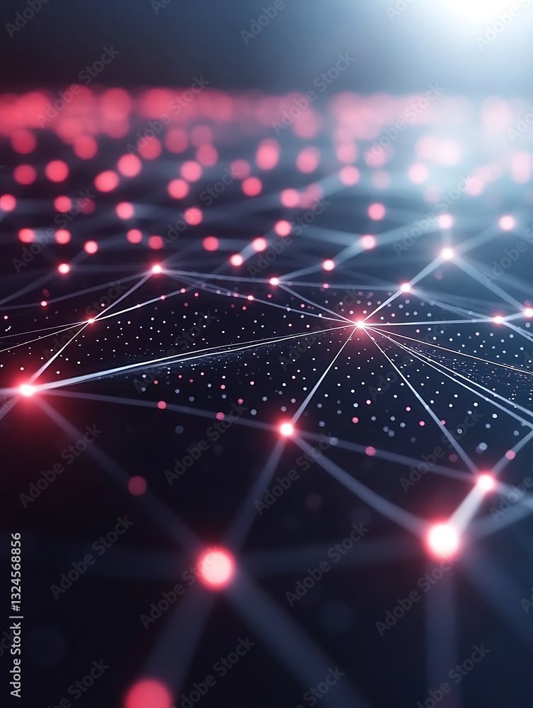 Poster futuristic network connections with glowing nodes and data streams
