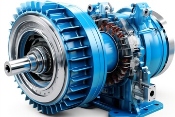 Close up of a modern electric motor component for industrial applications and energy solutions