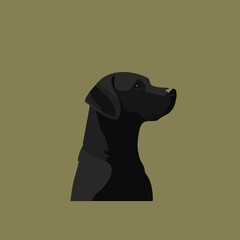 Profil eines schwarzen Hundes auf einem einfarbigen Hintergrund