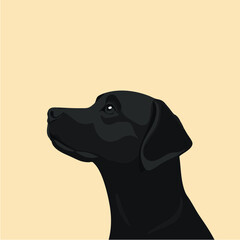 Schwarz-Labrador-Profil auf hellem Hintergrund, elegante Illustrationsdarstellung